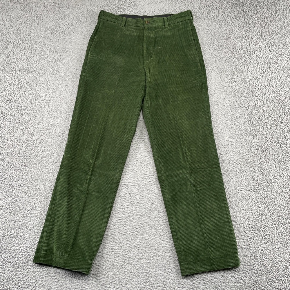 Brooks Brothers Pants Mens 33 Green 346 Corduroy Straight Leg Casual Cotton
